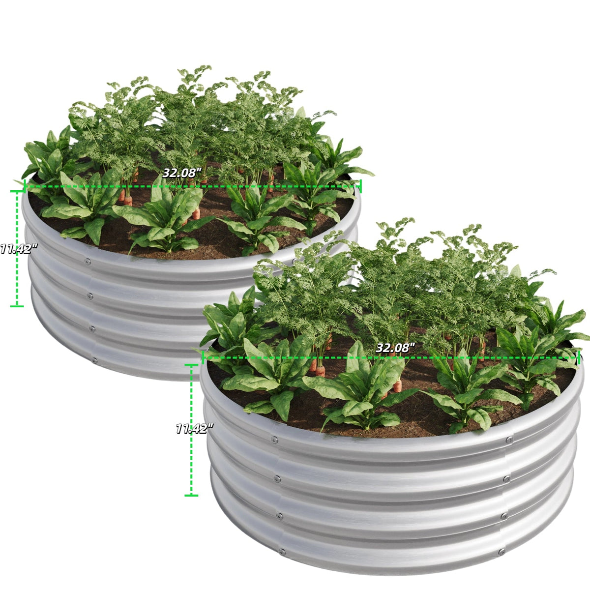 Tall Round Metal Raised Garden Beds with Durable Metal Construction - Silver