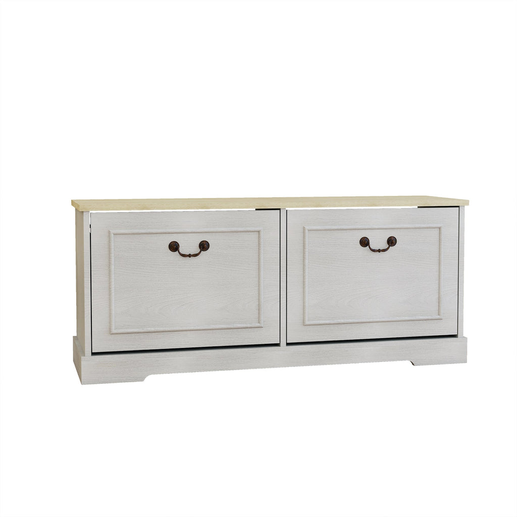 Shoe Storage Bench with Adjustable Shelf - Antique Finish