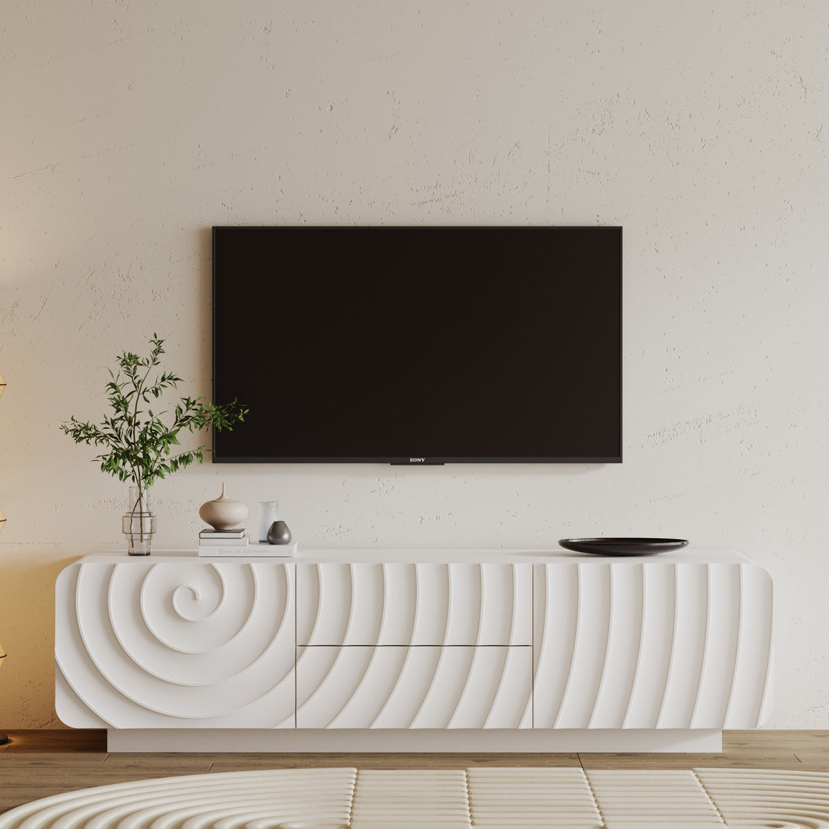 58" Modern Spiral Wave TV Console