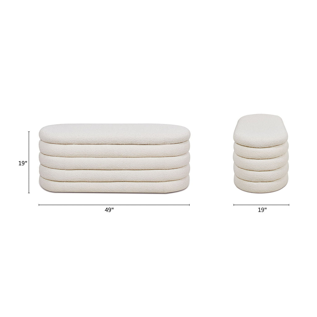 Upholstered Oval Storage Bench with Hidden Storage - Black, White or Dark Green