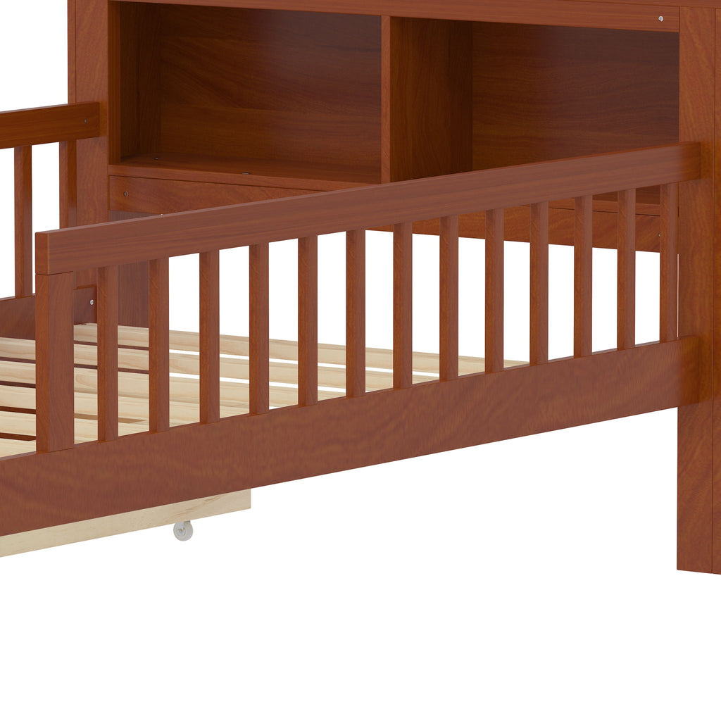 Twin Storage Bed with Headboard Rack & Under-Bed Drawers - Multiple Colors