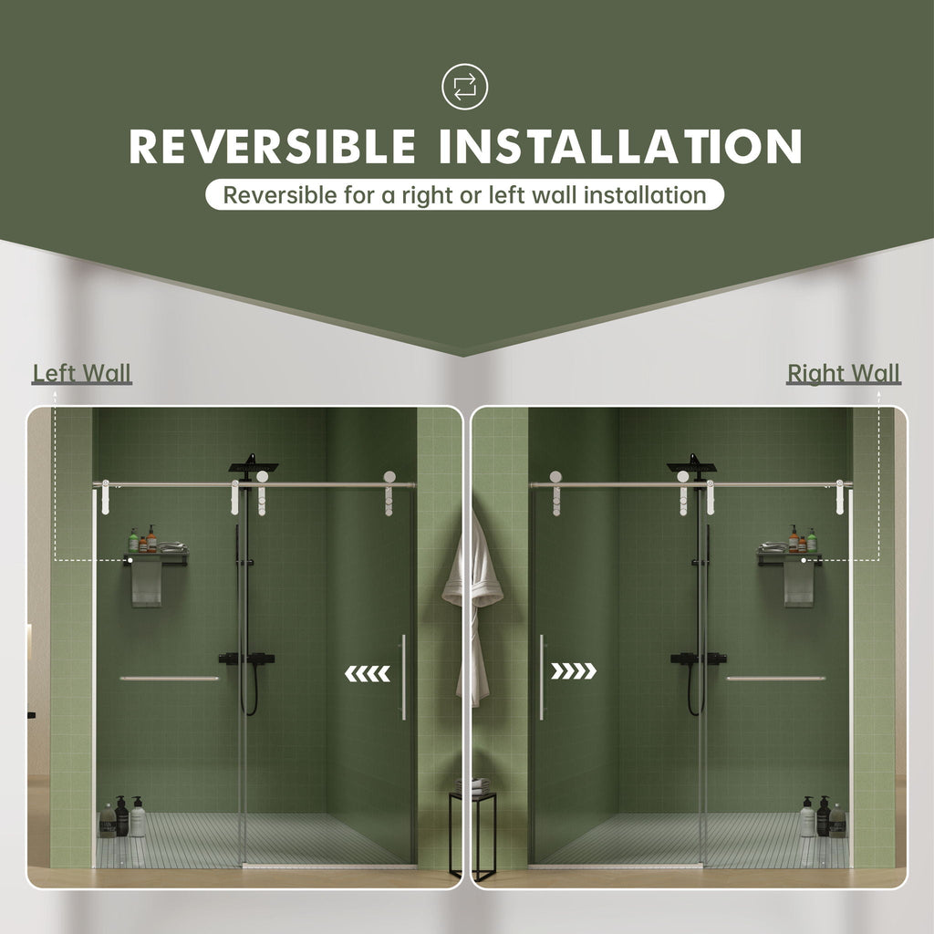 Pearl Silver Sliding Frameless Shower Door with Easy Clean Tempered Glass