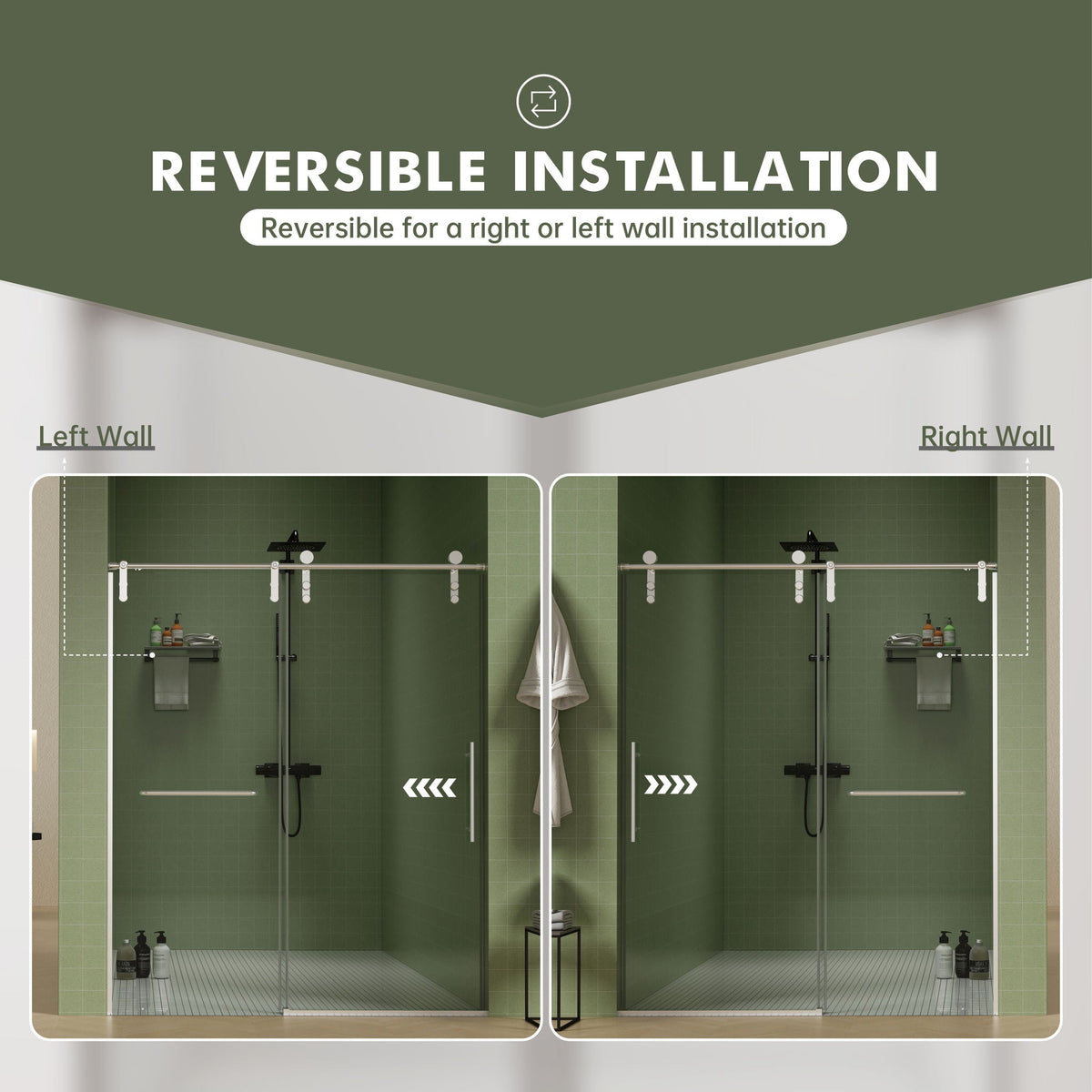 Pearl Silver Sliding Frameless Shower Door with Easy Clean Tempered Glass