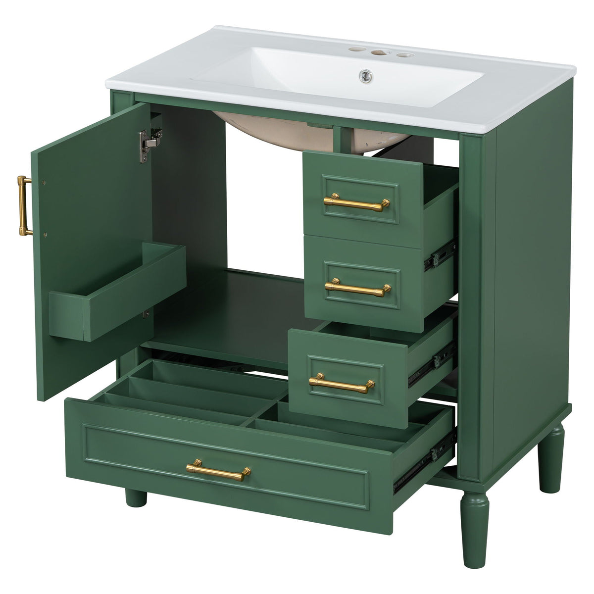 Traditional Bathroom Vanity Set with Soft Close Doors - Multiple Colors