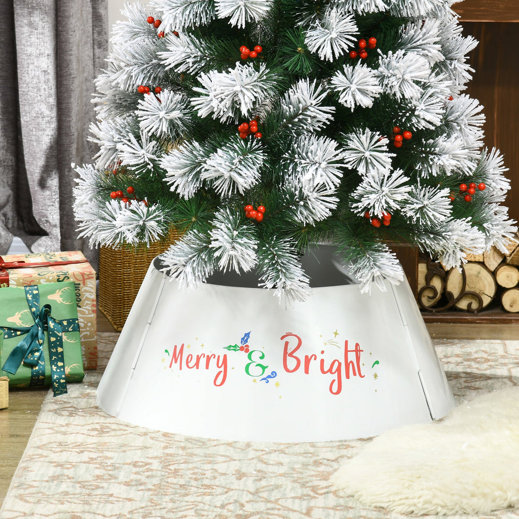 26 Inch Christmas Tree Collar Ring with Metal Stand Cover - Silver