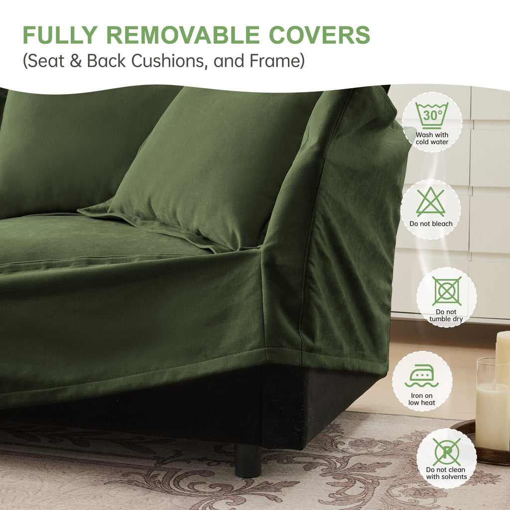 Slipcovered U Shape Sectional Deep Seat Sofa