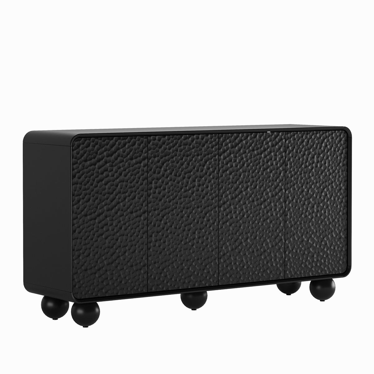 59" Sideboard Buffet Cabinet with Ample Storage - MDF, Modern Curved Design