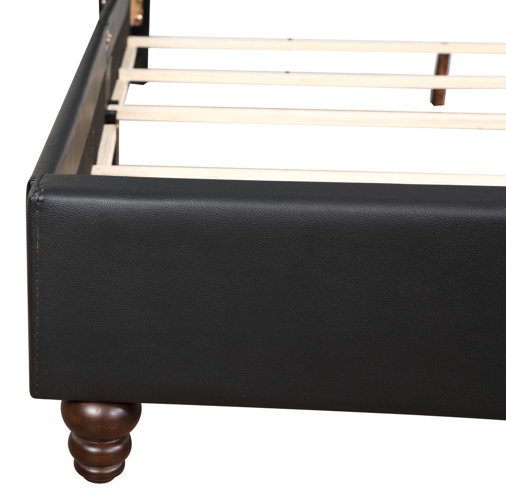 Upholstered Nailhead Trim Chic Bed with Tufted Headboard - Multiple Colors