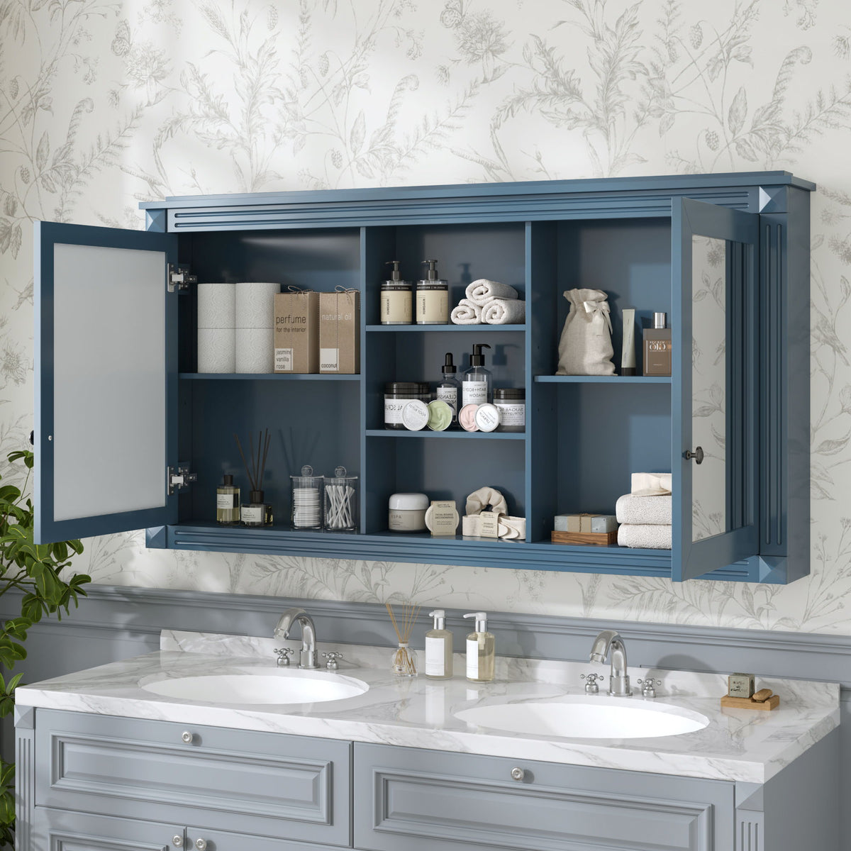 Modern Wall-Mount 2 In 1 Mirror Cabinet