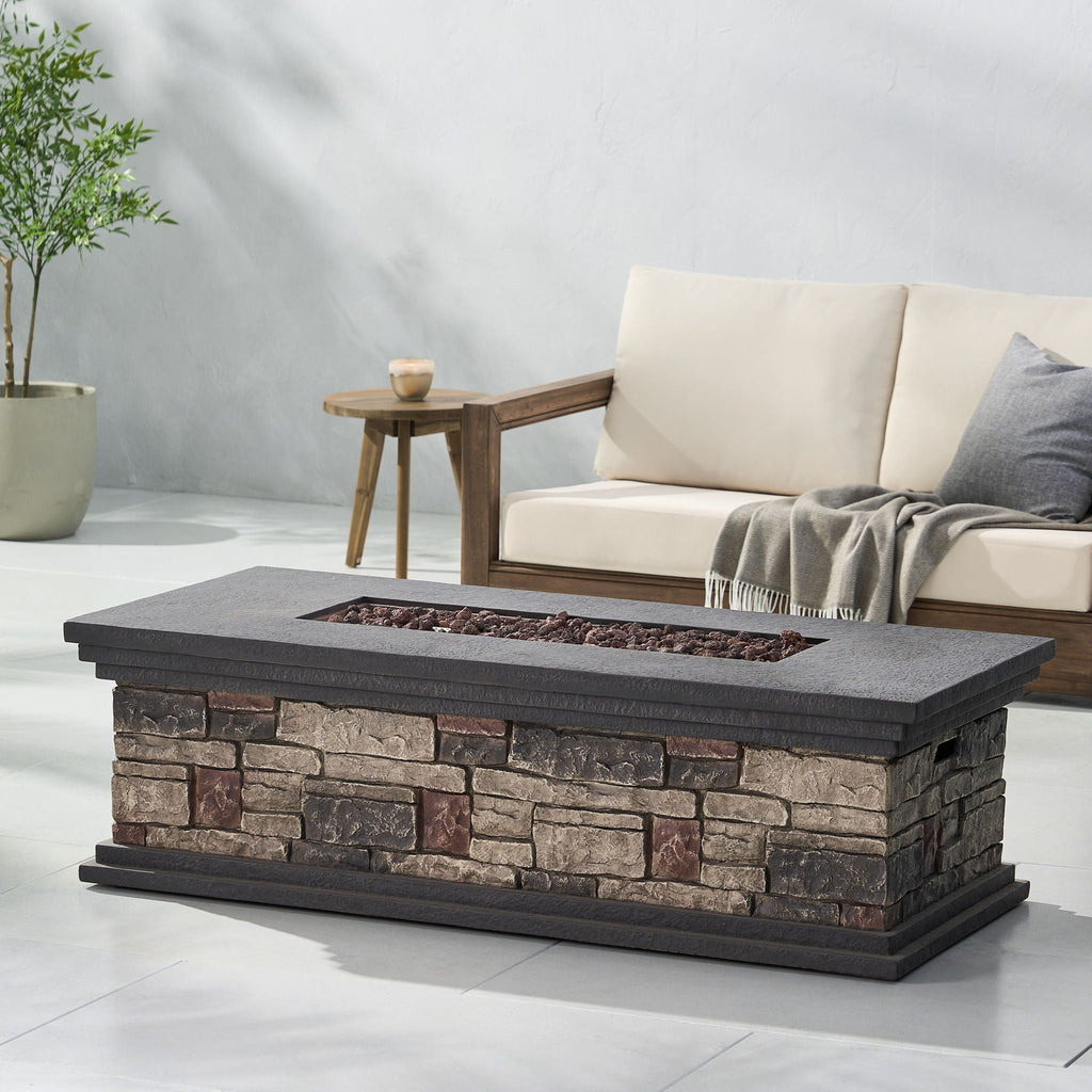 Fire Pit with Lightweight Concrete and Steel Frame - Dark Gray