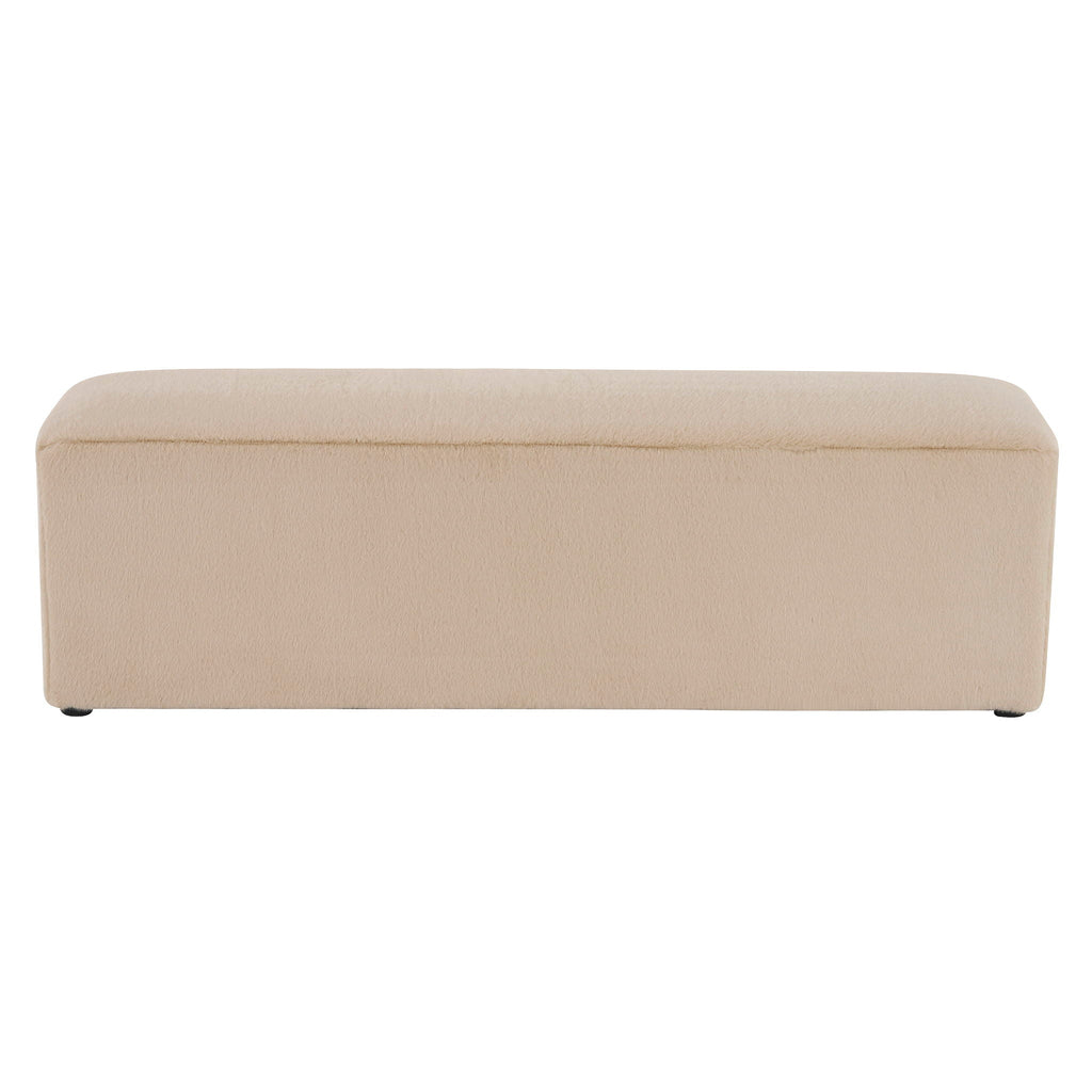 Long Plush Ottoman with Ergonomic Seat Height - Almond