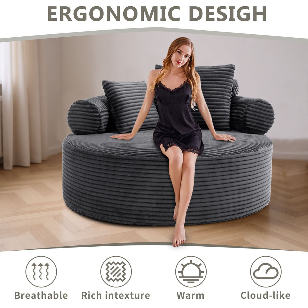 Round Sofa Bed with Memory Foam and 3 Pillows - Multiple Colors