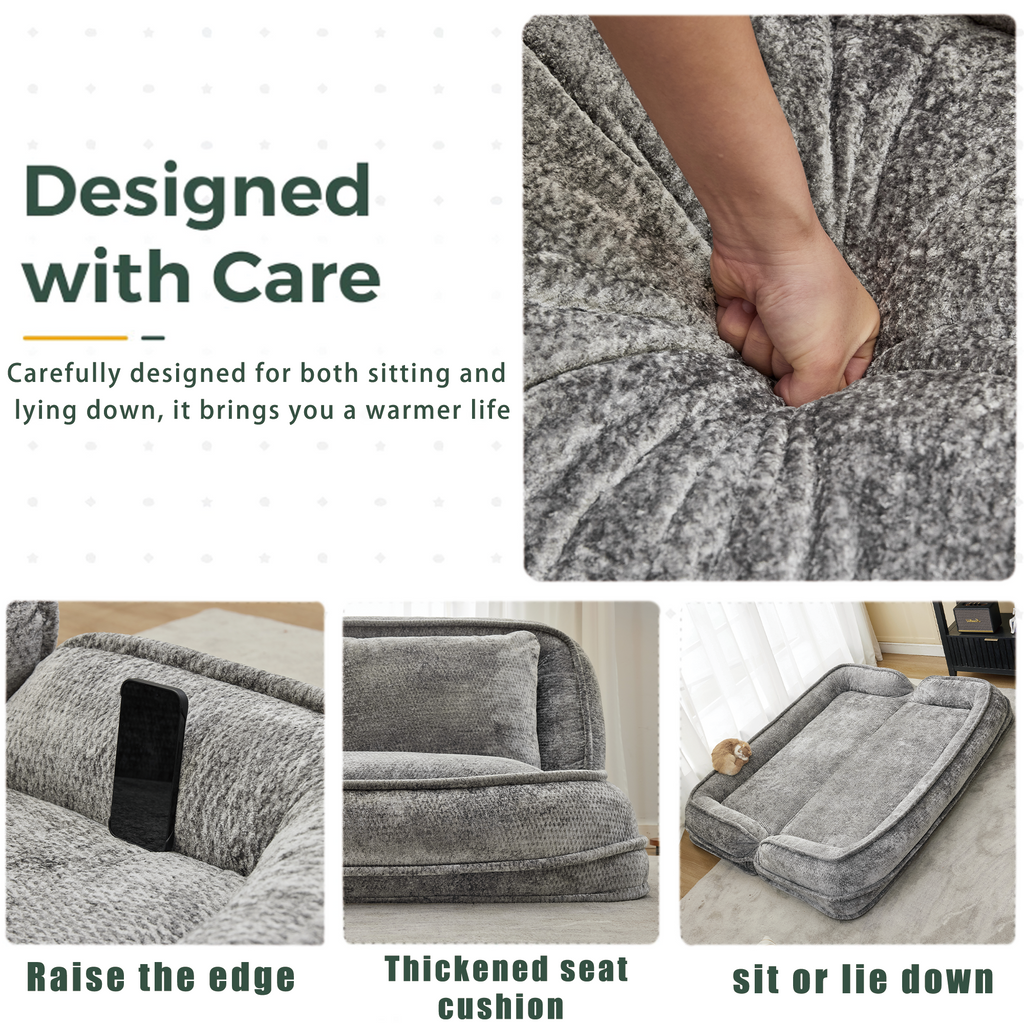 Double Human Dog Bed Loveseat - Extra Large Floor Couch with Adjustable Comfort
