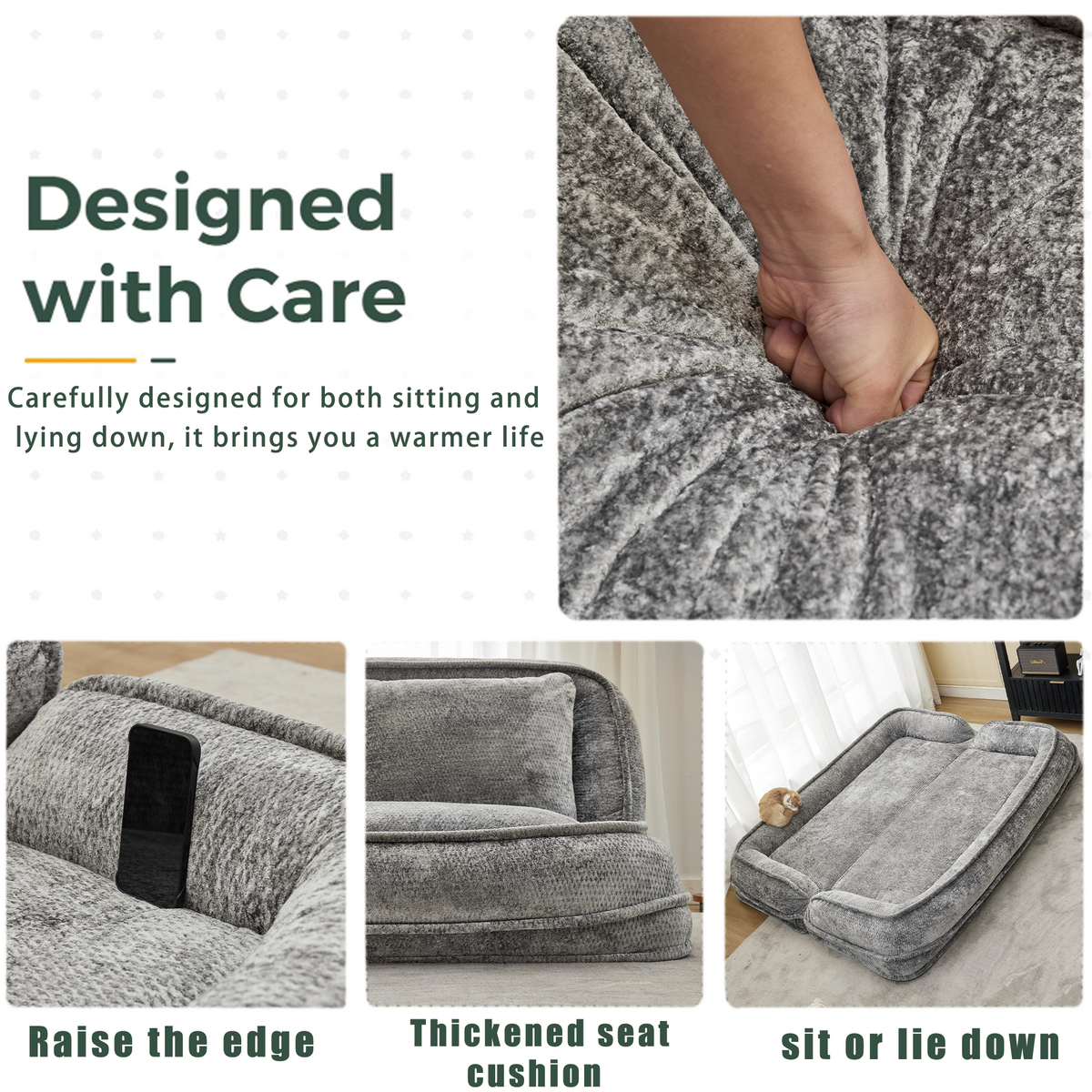 Double Human Dog Bed Loveseat - Extra Large Floor Couch with Adjustable Comfort
