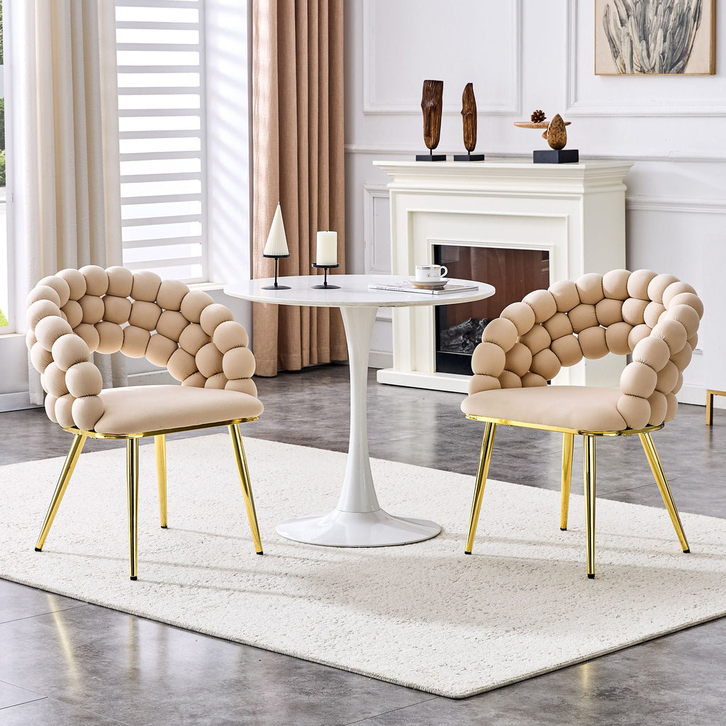 Ball Chain Bubble Dining Chair Set with Sculptural Backrest - Dark Gray, Beige, Orange