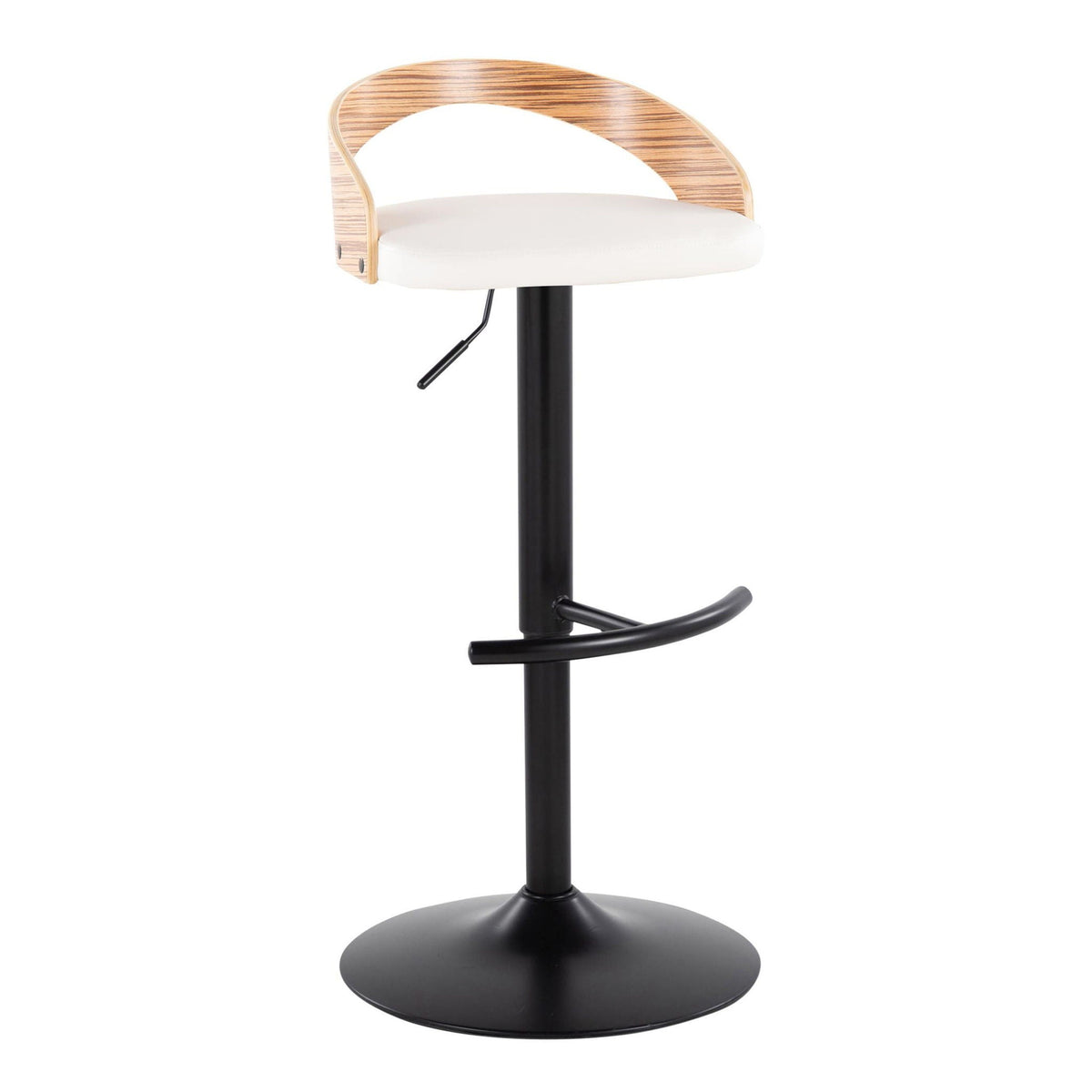 Adjustable Swivel Barstool Set with Cushioned Seat and T Footrest - White or Black
