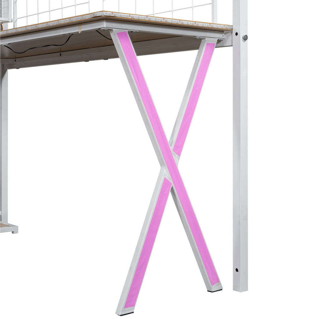 Loft Bed with Built-In Work Station, Wardrobe & Storage Staircase – White or Black