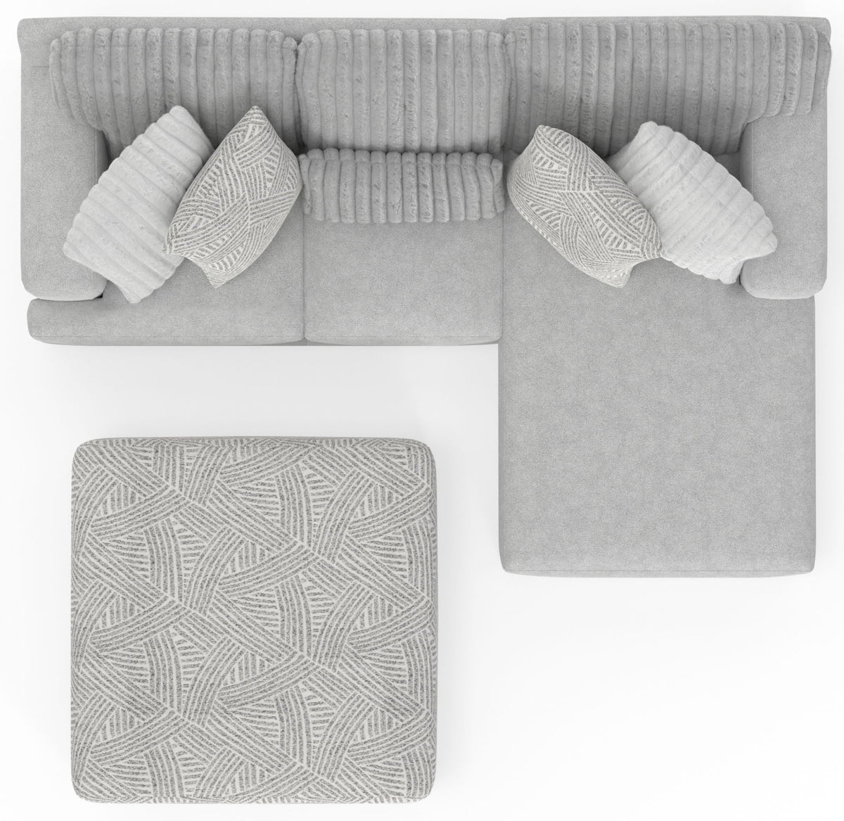 Logan - Upholstered Sectional With Comfort Coil Seating - 46" Cocktail Ottoman And Accent Pillows Included