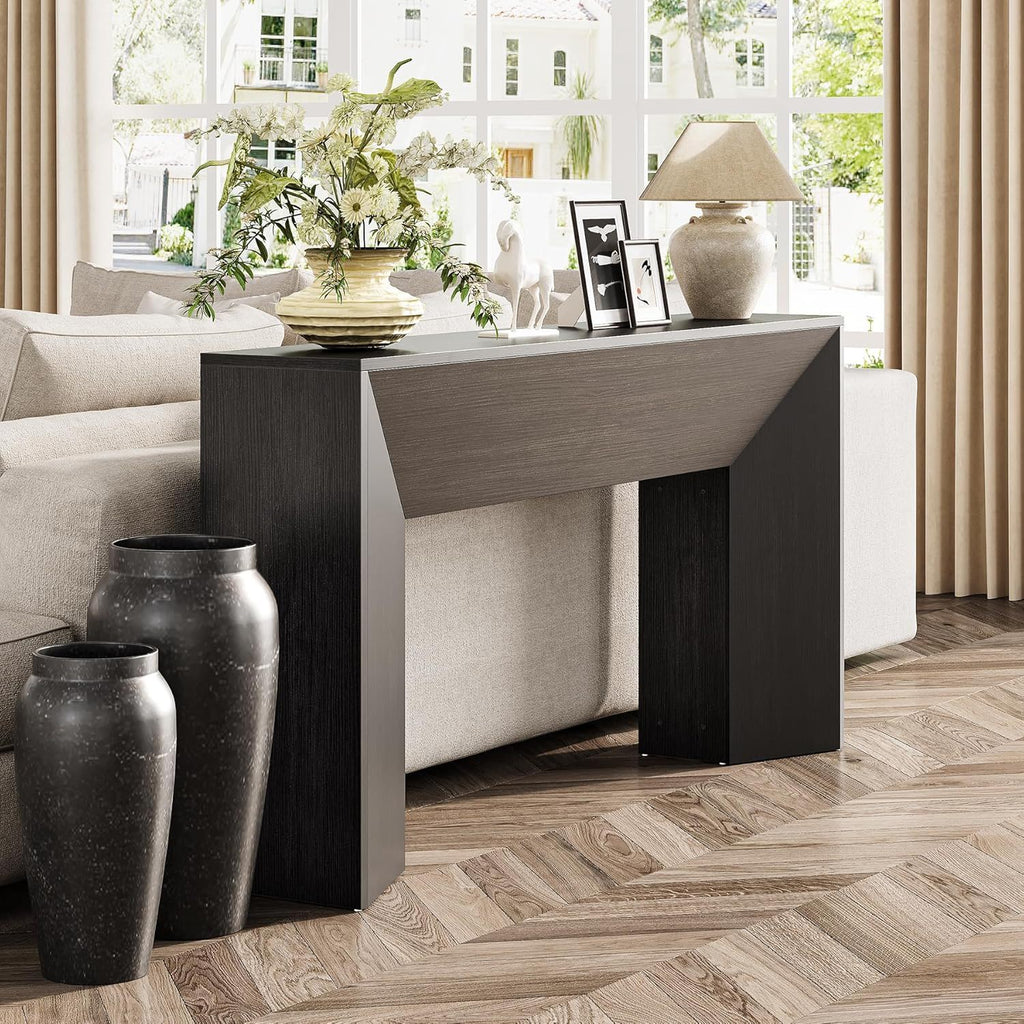 Extra Long Solid Wood Console Table with Slim Profile - Matte Black