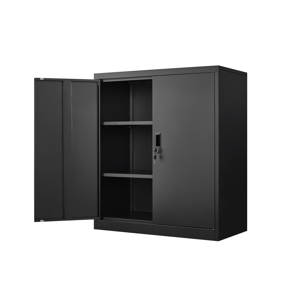 Metal Storage Cabinet With Locking Doors And Adjustable Shelf