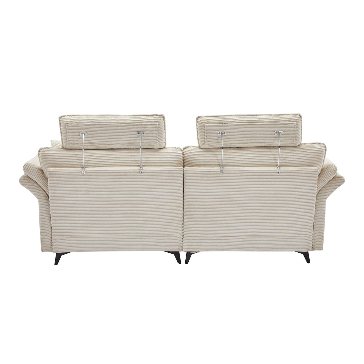 Modern Deep Seat Sectional Sofa with Ottoman - Corduroy - Black or Beige