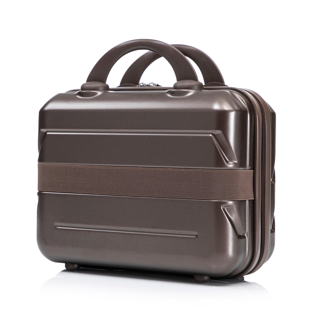 ABS Spinner Wheel Luggage 2-Piece Set with Combination Lock and Cosmetic Case - Brown