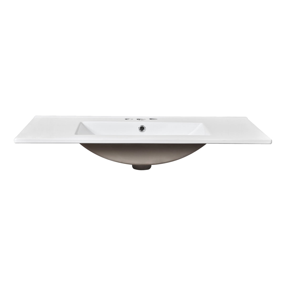 36" Single Bathroom Basin Sink with 3 Faucet Holes - Ceramic White