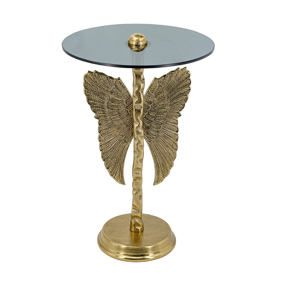 Round Top Accent Table with Angel Wings - Gold & Black