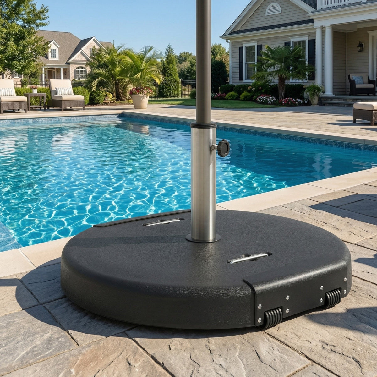 133-Pound Concrete Resin Umbrella Base with Wheels - Mota Outdoor