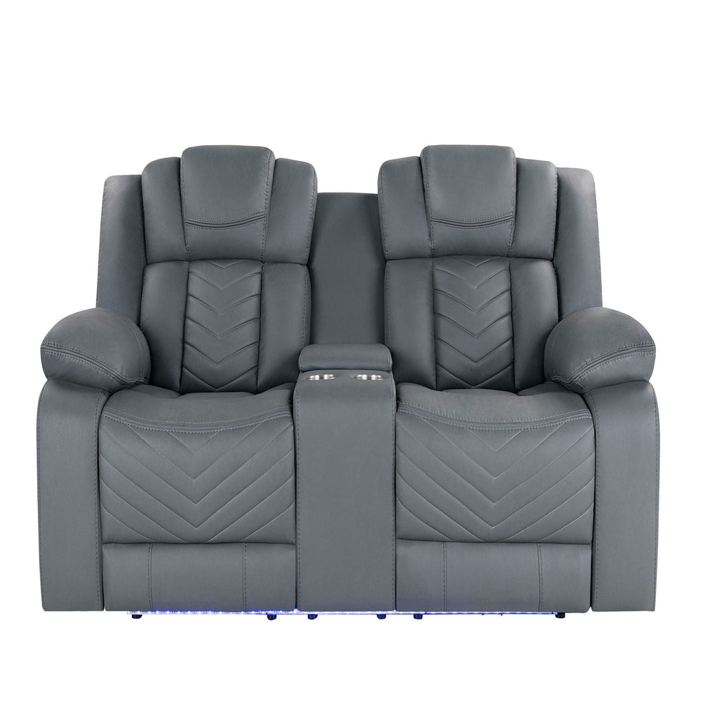 Power Reclining Loveseat with LED Lighting - Gray