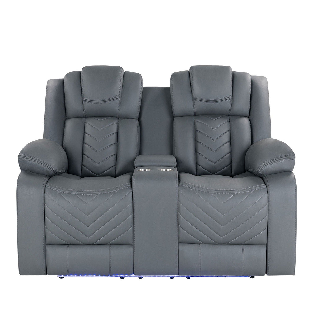 Power Reclining Loveseat with LED Lighting - Gray