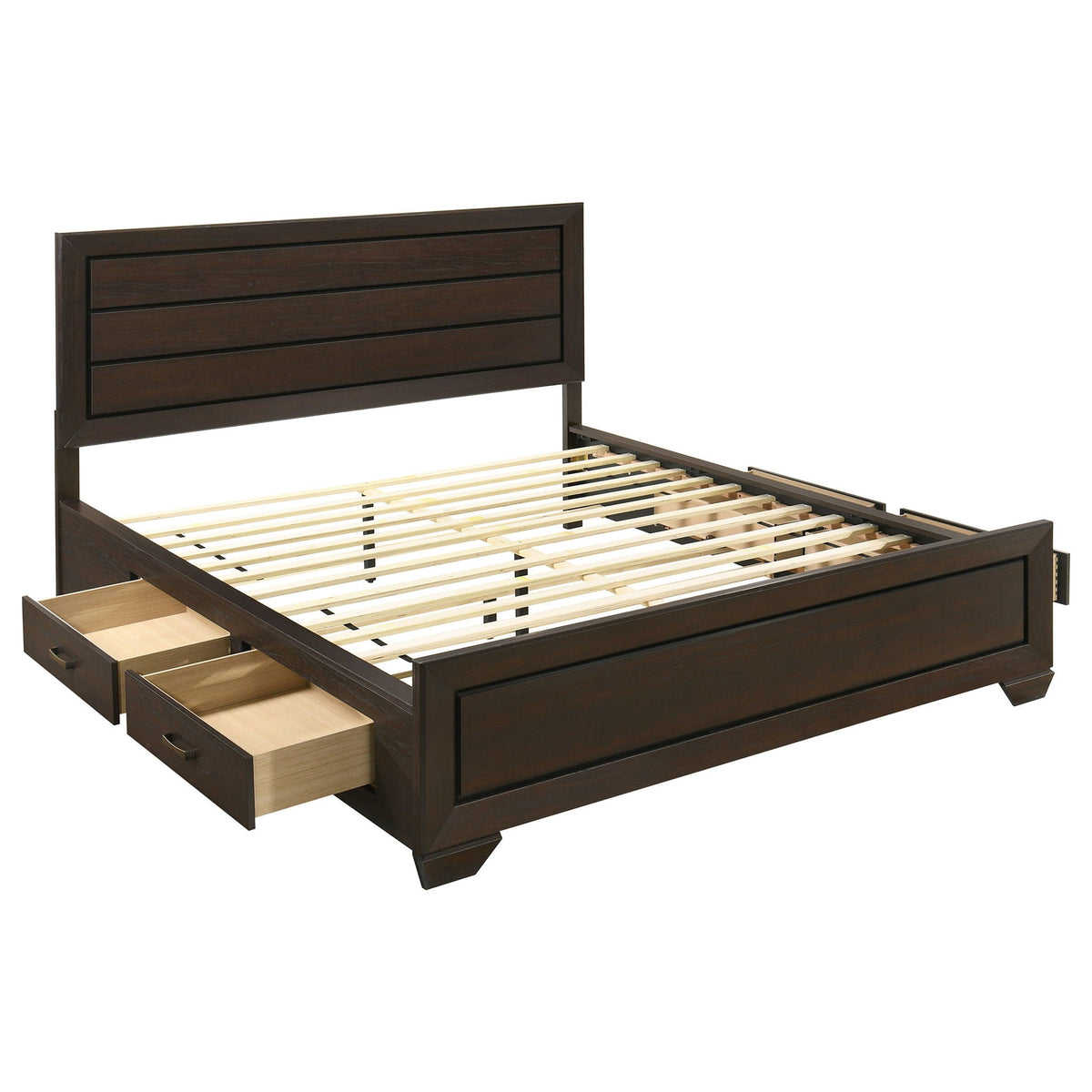 Dark Brown Storage Bed with Side Drawers - Modern Engineered Wood