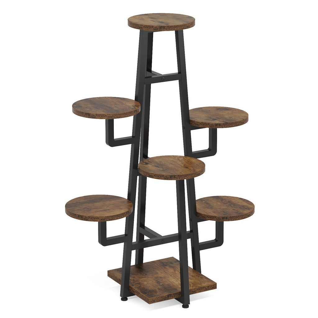 7 Tier Corner Plant Shelf with High Low Design - Dark Brown or White