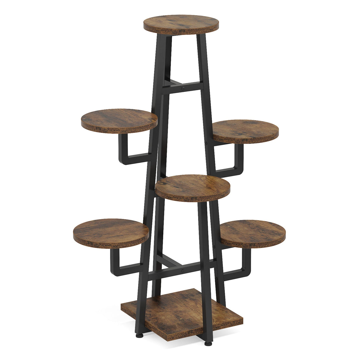 7 Tier Corner Plant Shelf with High Low Design - Dark Brown or White