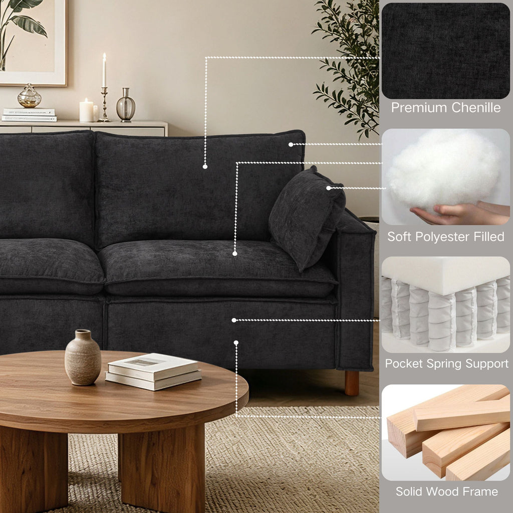 Chenille Modular Sectional Sofa with Movable Ottoman - 108.5" L Shape