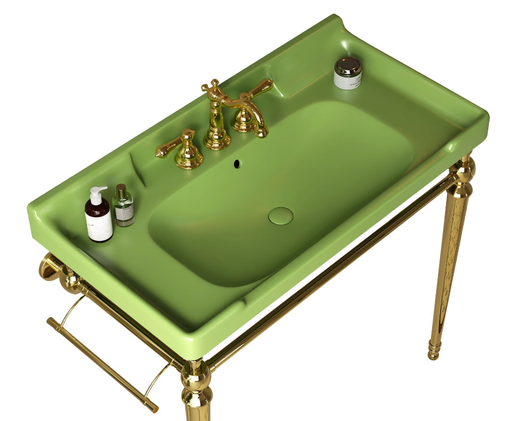 36" Bathroom Ceramic Basin with 3 Pre-Drilled Holes - Green or Black