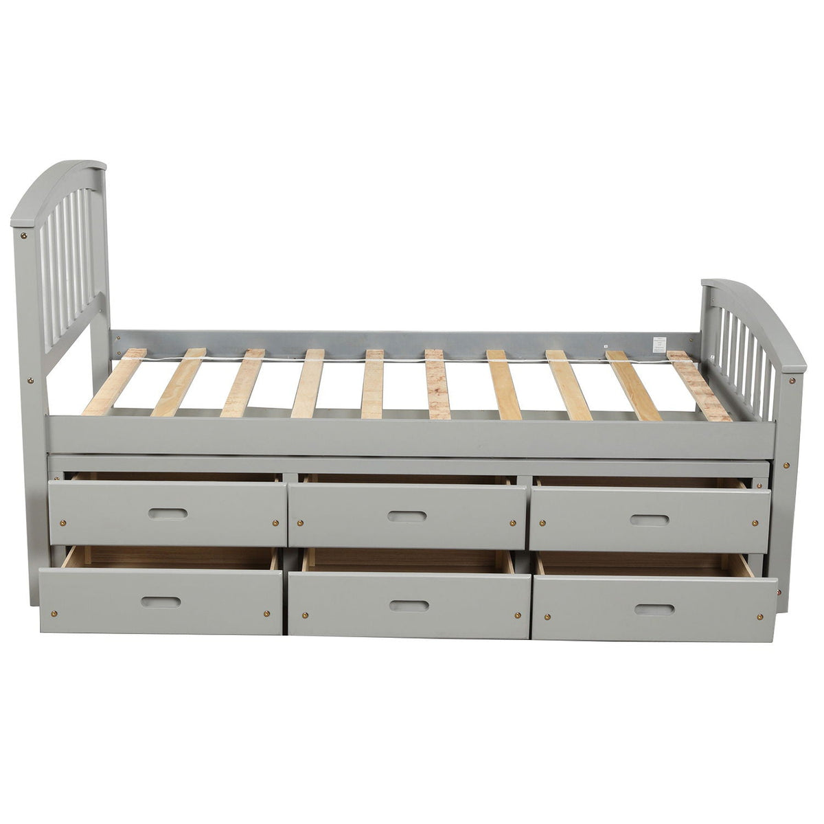 Solid Wood Twin Storage Bed with 6 Drawers - Multiple Colors