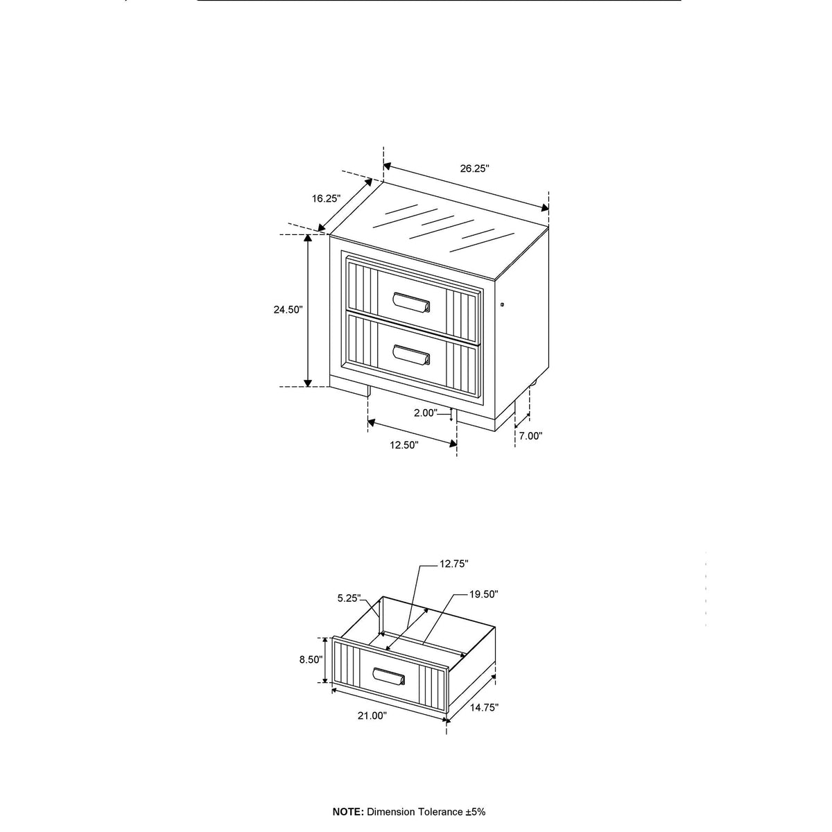 Upholstered Nightstand with LED Light - Dark Gray
