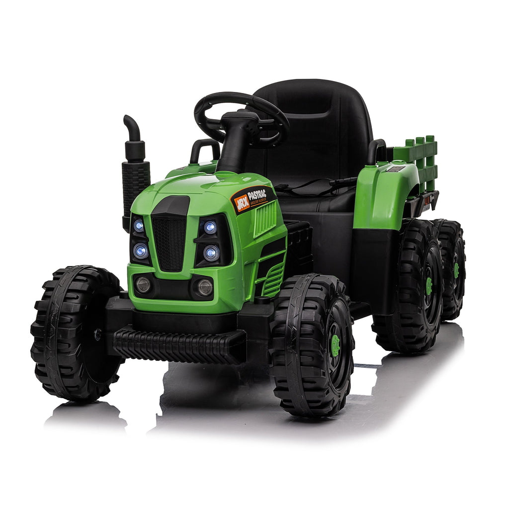 24V Ride On Tractor with Trailer and Bluetooth - Emerald or Blue
