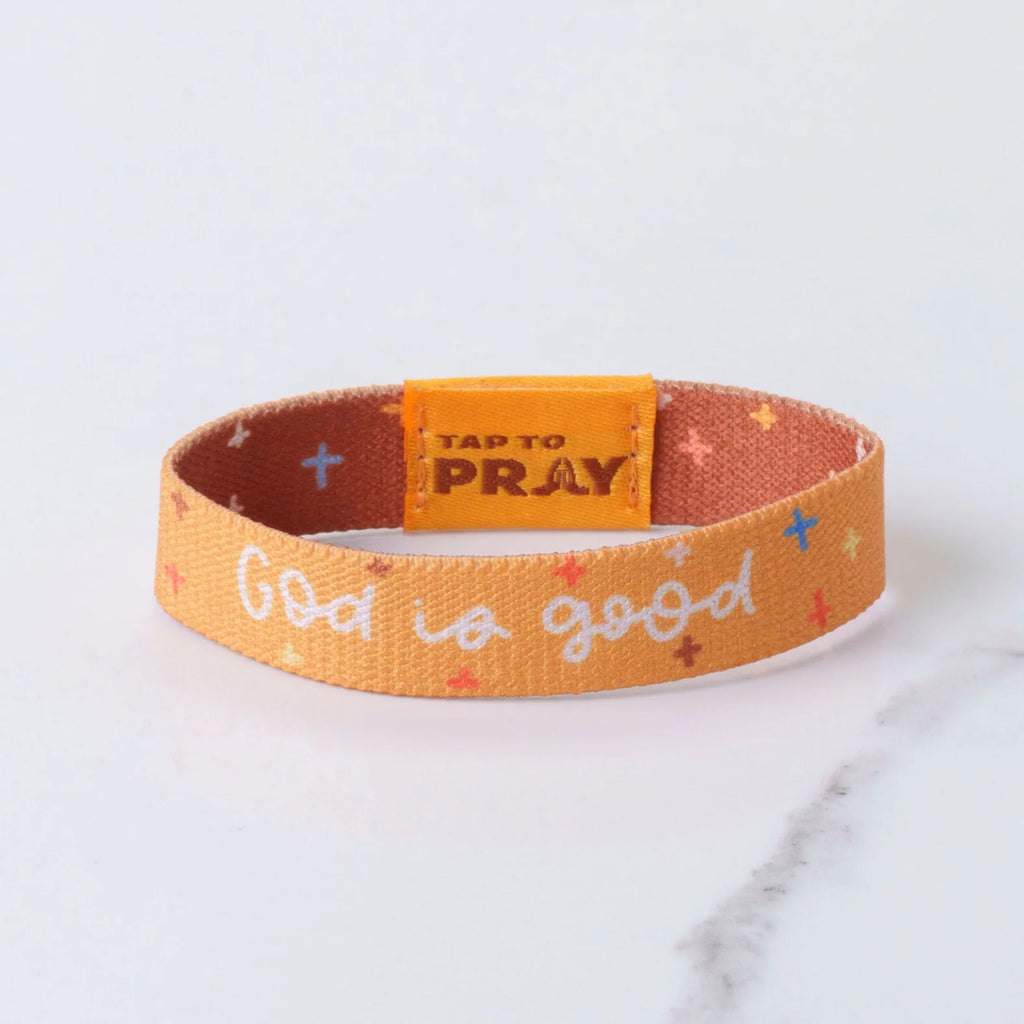 God is Good Orange Tap to Pray Wristband