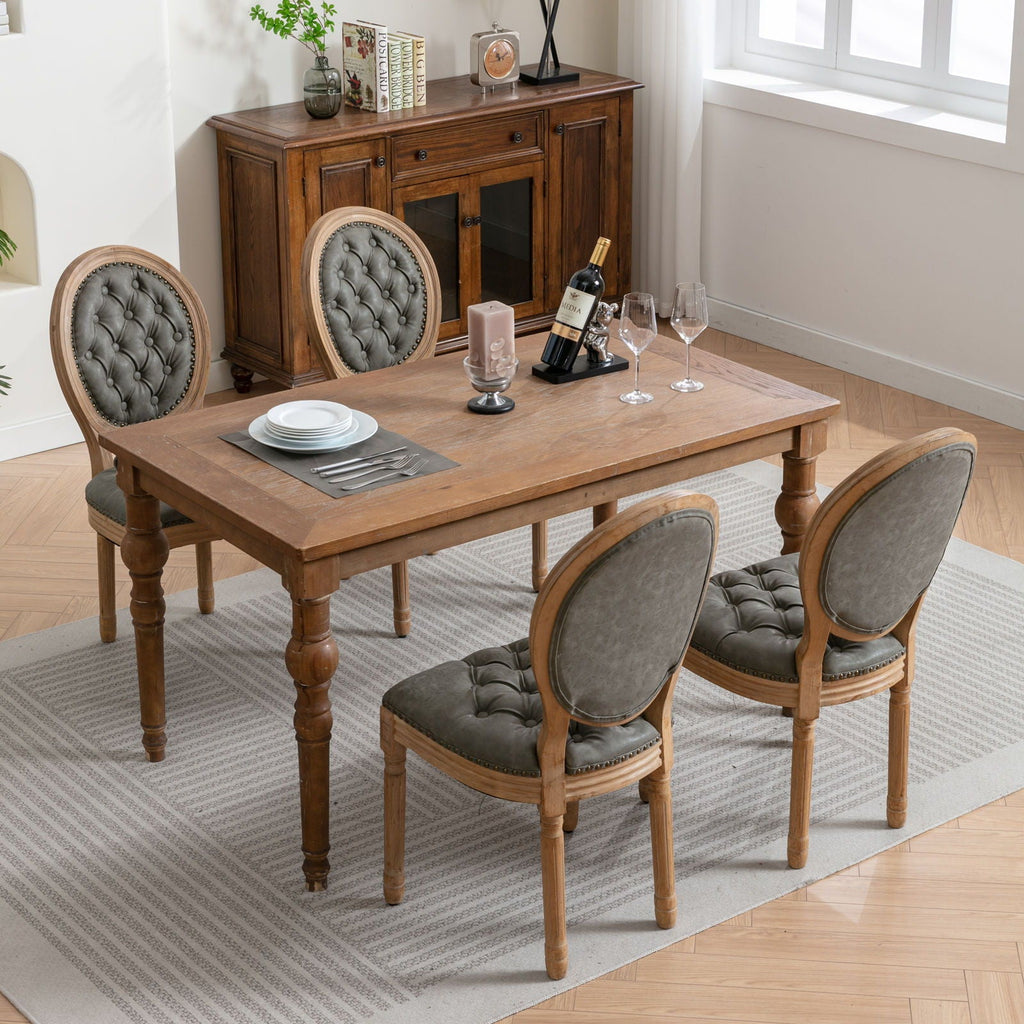 French Style Solid Wood Dining Chair with Nailhead Trim - Multiple Colors