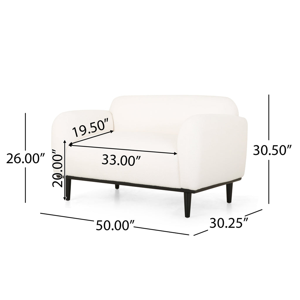 Bouclé Fabric Loveseat Sofa with Birch Wood Legs - 50 Inch