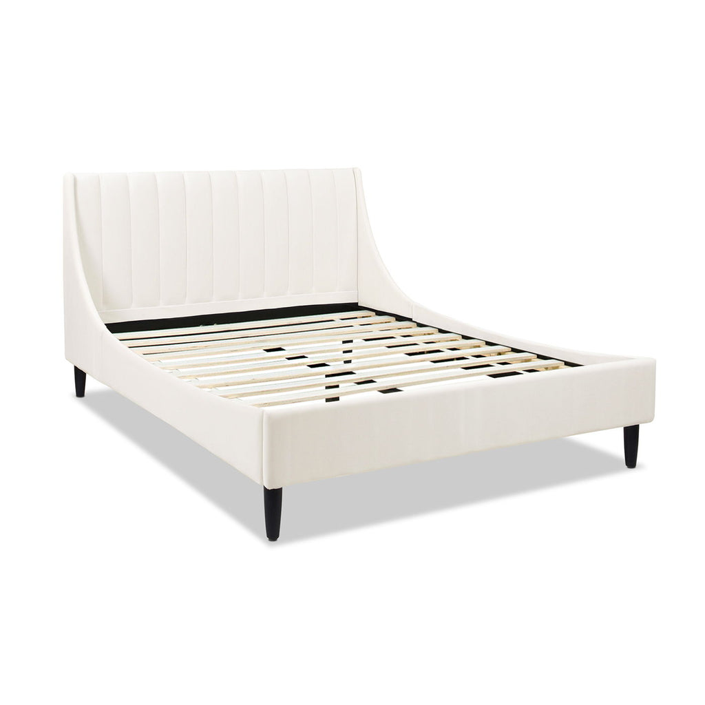 Vertical Tufted Modern Headboard Platform Bed Set with Upholstered Finish - Multiple Colors