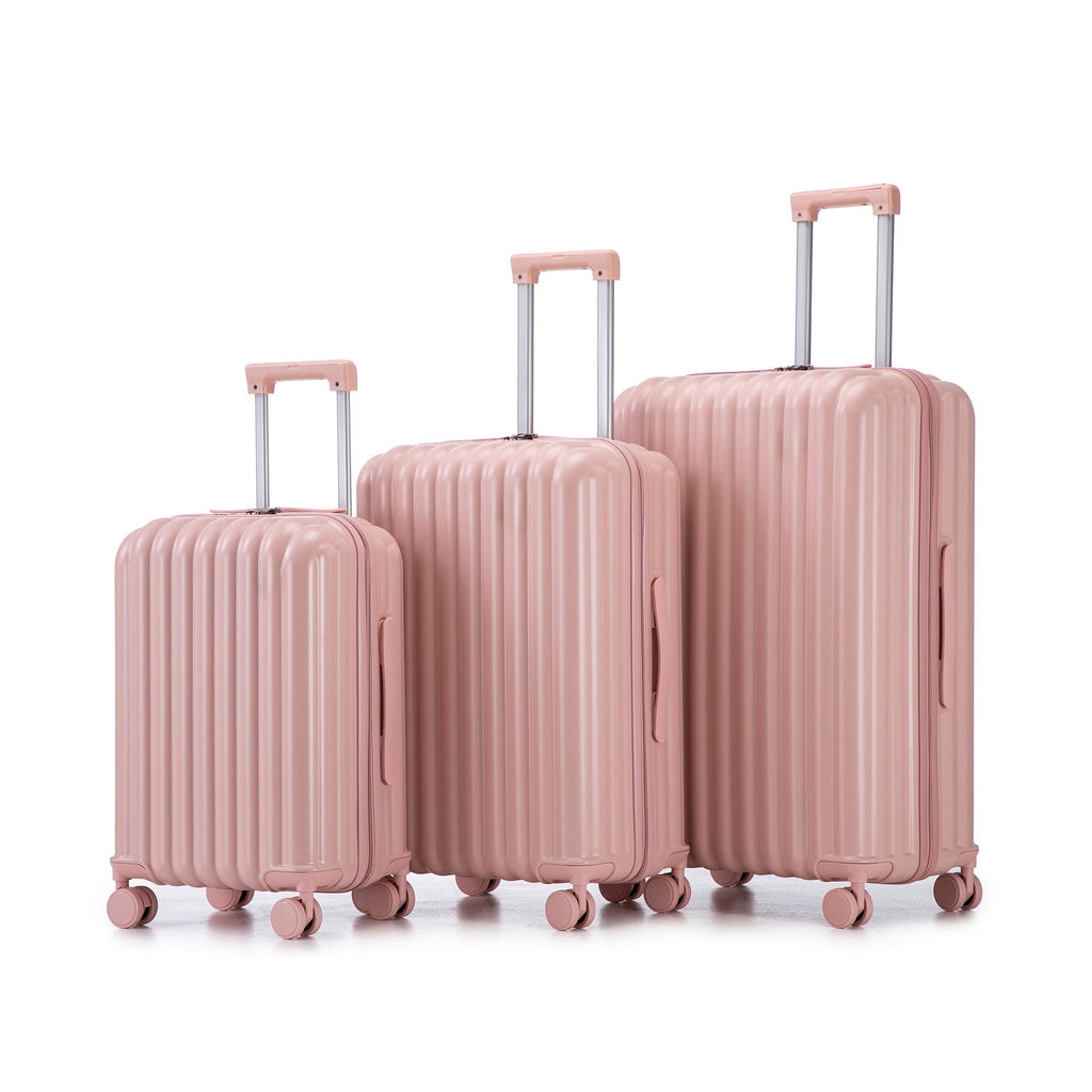 Spinner Wheel Luggage Set with USB Port and Holders - Pink, Black, Green