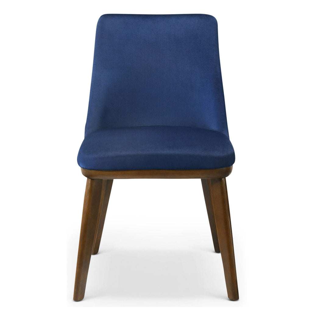 Mid-Century Dining Chair Set of 2 with Solid Wood Frame - Blue or Beige