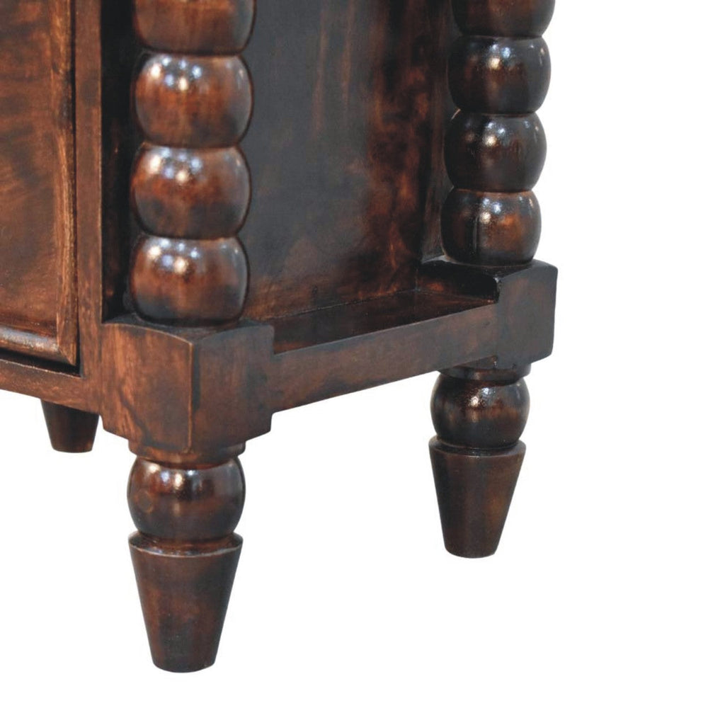 Solid Wood Spindle Duo Bedside Nightstand with Dual Storage - Natural Wood
