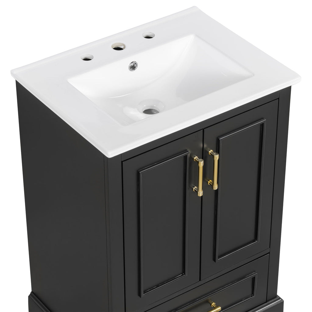 Bathroom Vanity with Sink and Soft Close Doors - White, Black, Green, or Gray