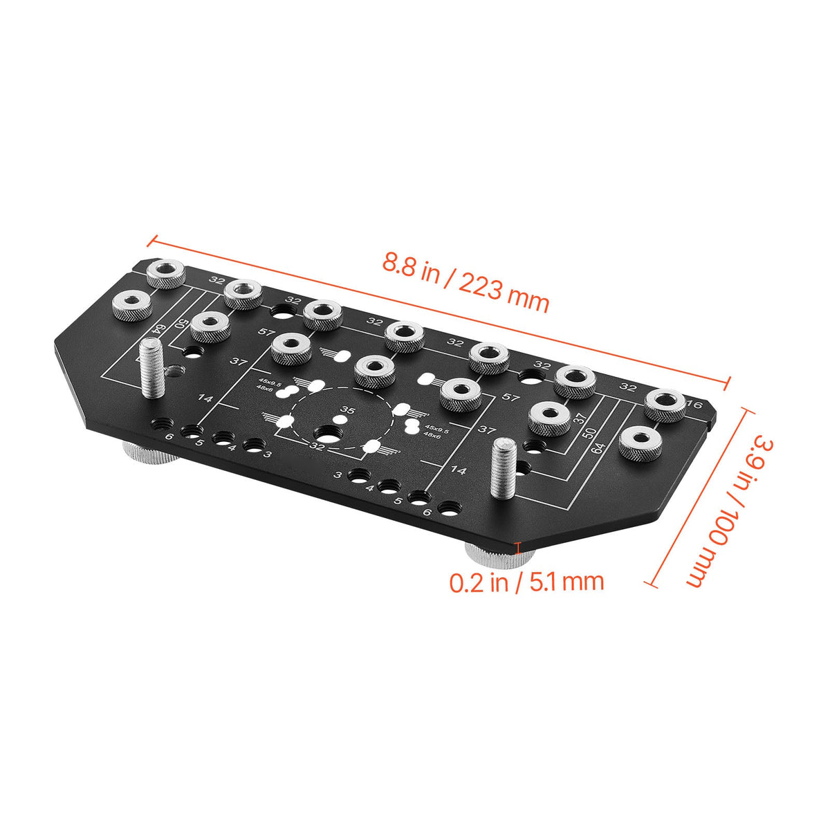 Aluminum Alloy Shelf Pin and Hinge Jig Two-in-One Cabinet Drilling Tool