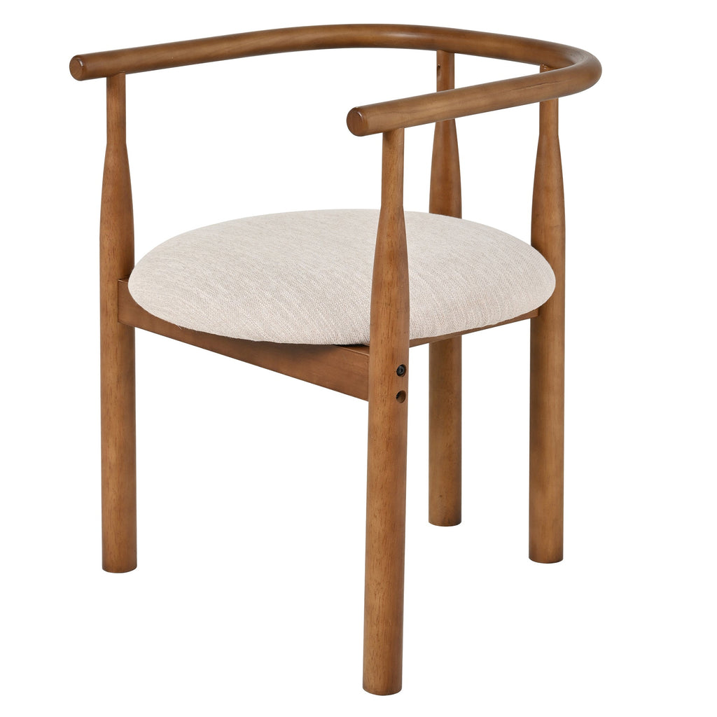 Modern Dining Chair Set of 2 with Solid Wood Legs - Beige