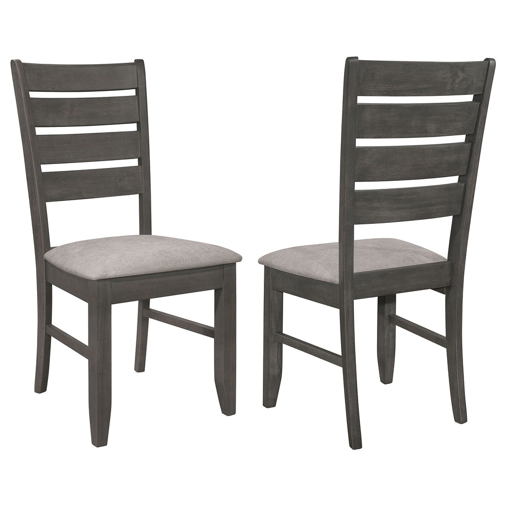 Padded Seat Dining Chairs with Tapered Slats - Set of 2, Dark Gray or Black